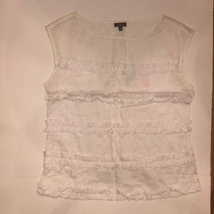 Talbot’s white ruffle blouse tank